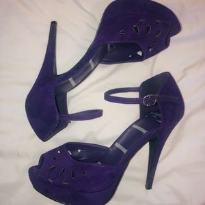 Elle purple peep toe heels